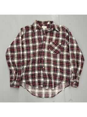 Vintage 80s Sears Red Plaid Cotton Flannel